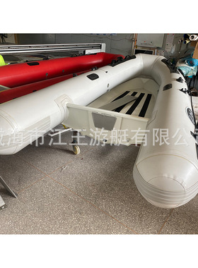 江王RIB390灰色铝镁合金船大甲板钓鱼船充气冲锋舟户外水上运输船