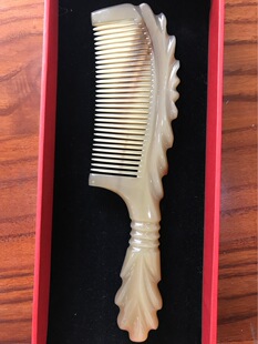 厂家直供 大号白牛角梳造型花纹白水角梳子按摩头梳子