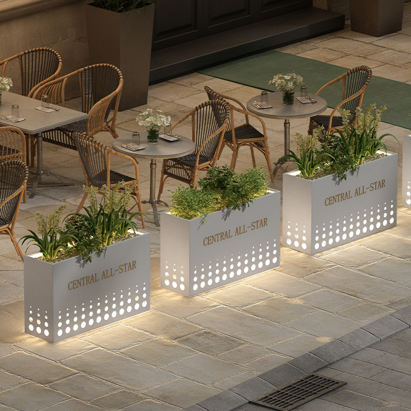 户外花箱护栏铁艺隔断围栏市政商业街公园店铺花架花台外摆组合