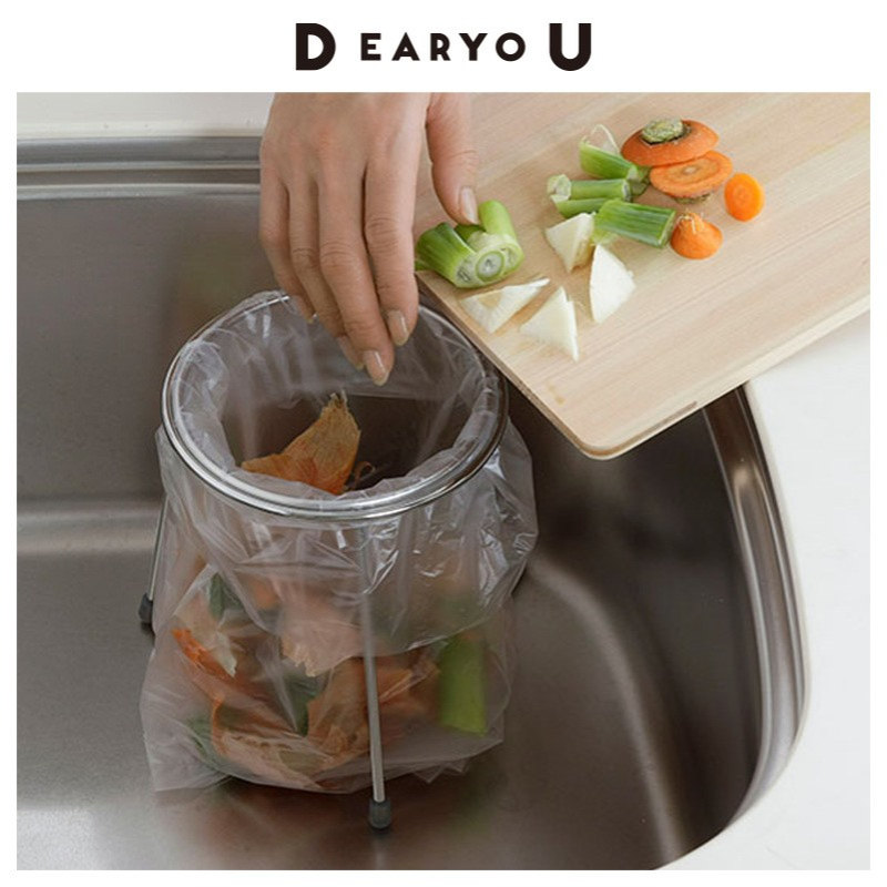 日本进口家事问屋304不锈钢厨房垃圾架湿垃圾桶垃圾袋支架家用