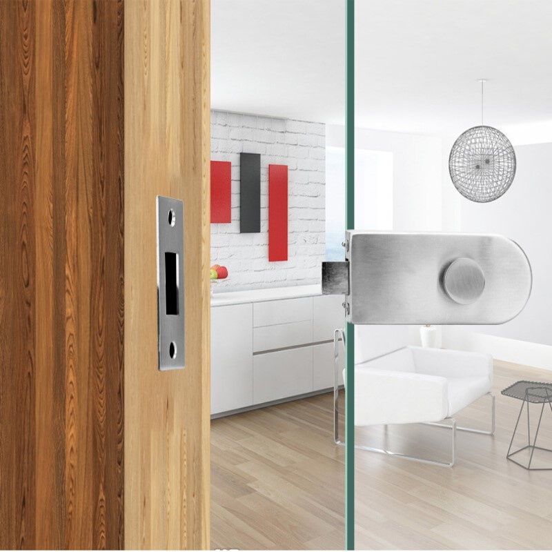 打孔玻璃门锁玻璃门地锁单双门玻璃门锁玻璃门插销地插浴室门锁