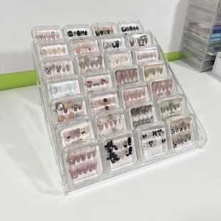 高透穿戴甲展示架阶梯式 桌面大容量美甲店样板陈列柜美甲收纳盒