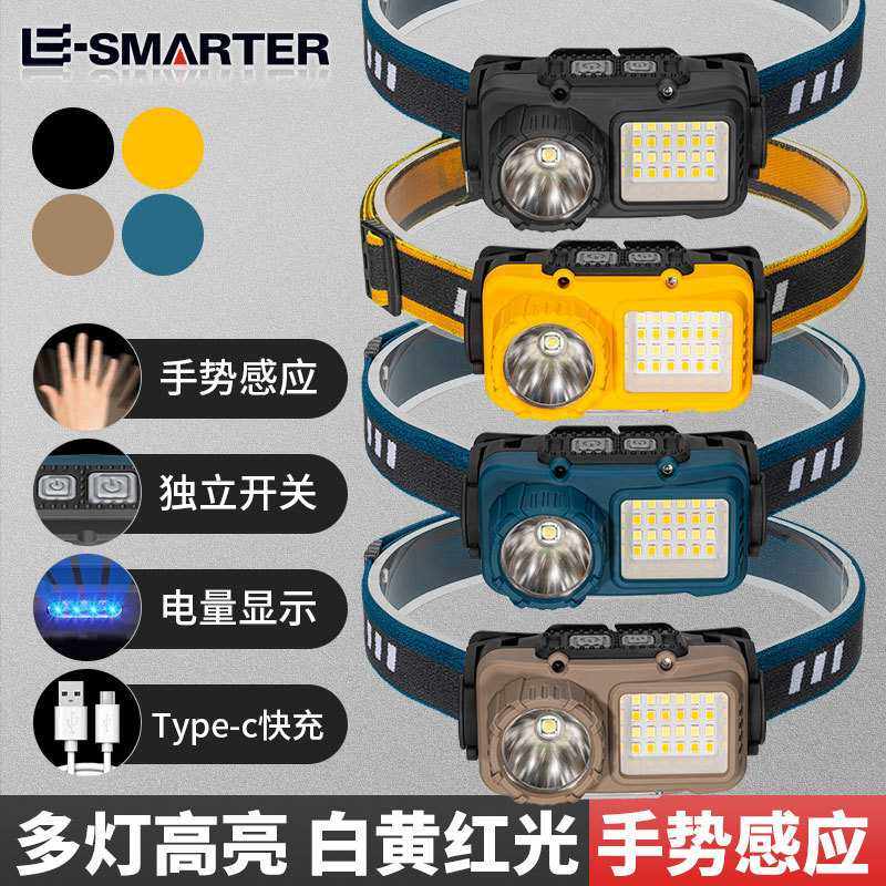 新款LED迷你多功能挥手感应头戴灯COB户外探险钓鱼强光头灯,居家日用,照明电筒,淘宝优惠券,粉丝福利购,淘宝优惠卷