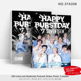 现货80p画册SEVENTEEN新专辑HAPPY BURSTDAY周小卡贴纸明星写真集