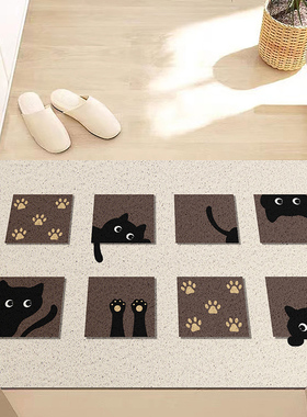 简约可爱猫咪进门地垫入户门口防滑脚垫丝圈pKvc除尘2023新款地毯