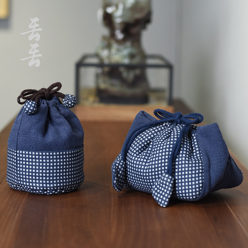 纯棉加厚茶壶布袋茶具茶杯袋旅行便携包装袋子防震公道Z杯手提束