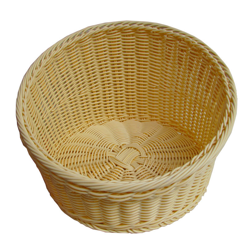 包邮面包篮点心篮水果篮仿藤篮超市展示篮圆形斜口塑X料藤编果盘