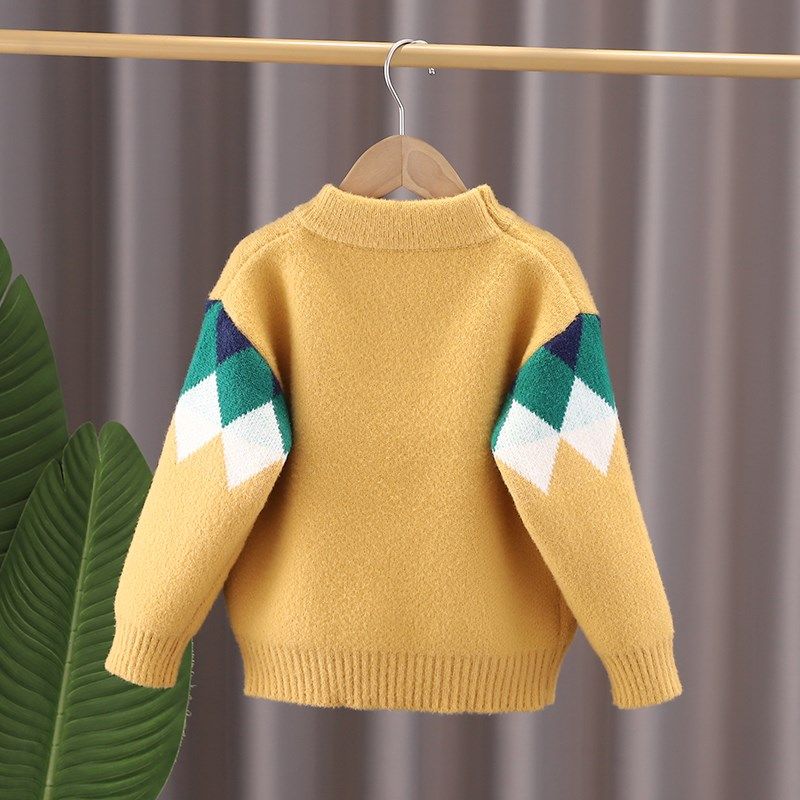 男童毛衣加厚圆领套头儿童冬装202E4新款男孩水貂绒针织衫男宝外