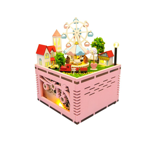 diy小屋旋转木马n摩天轮手工拼装模型网红玩具创意八音盒女生礼物