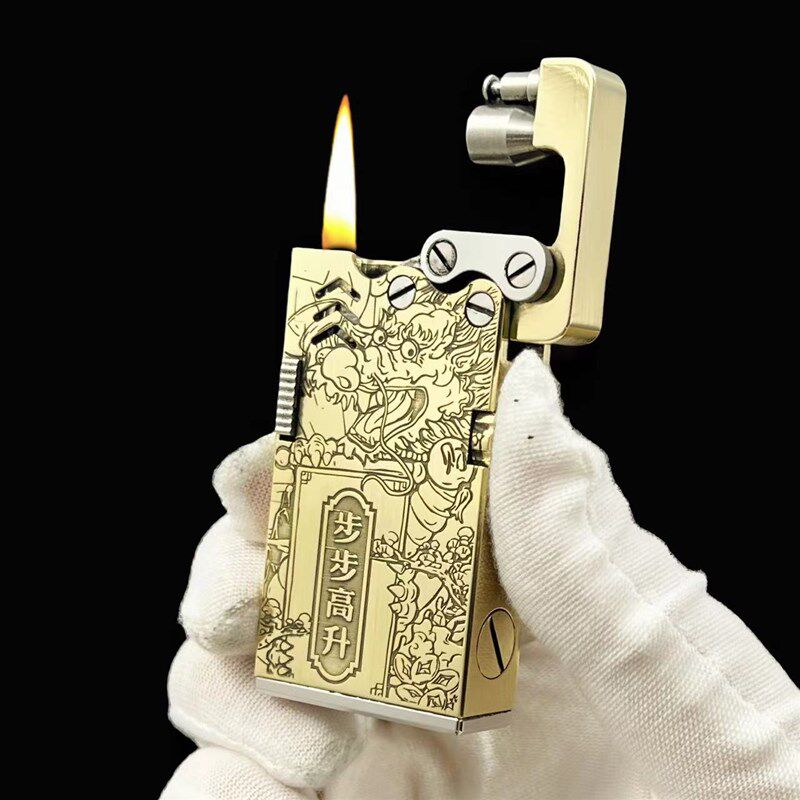 【祝融火具】拿骚六代CZ版黄铜煤油火机L精雕刻图个性时尚潮男士