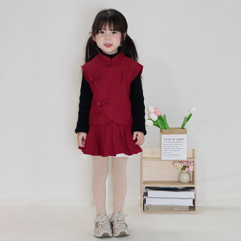 儿童西服红色外套秋冬男童女w童新中式生日礼服周岁宝宝西装套装