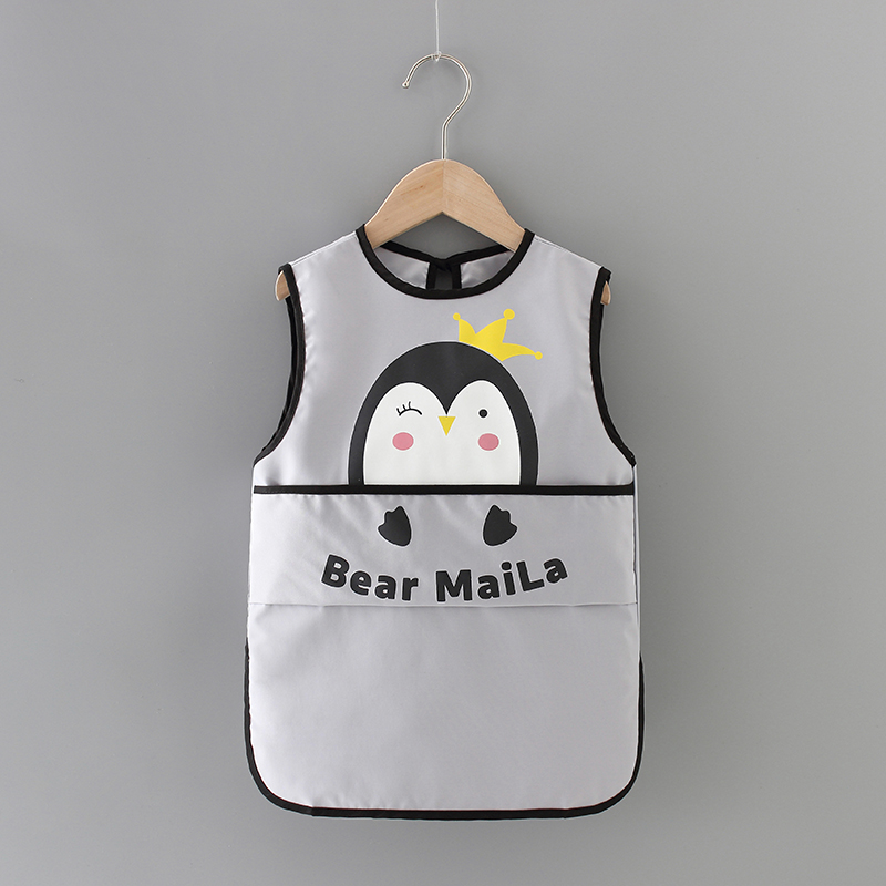 夏季宝宝吃饭罩衣防水围兜防脏婴儿童H画画围裙无袖夏季饭兜反穿