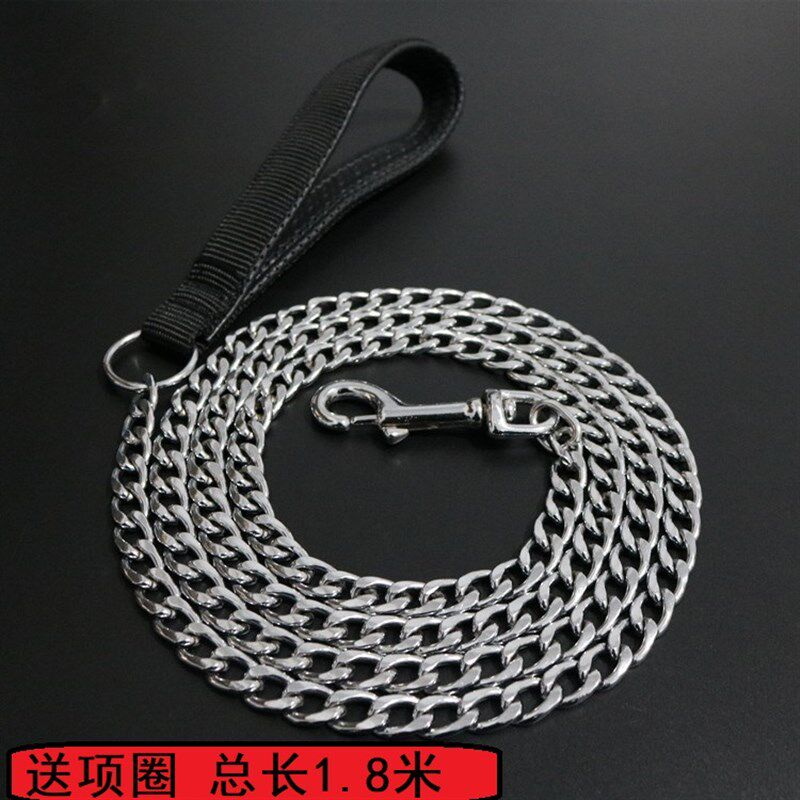 狗铁链子不锈钢扁平扭花防咬铁链小中G型犬牵引绳遛狗绳子狗牵引