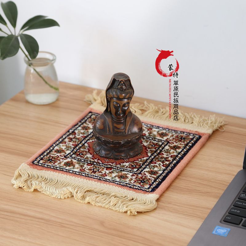 蒙古族毯子垫子j手工织成带流苏内蒙古头饰工艺品纪念品装饰品