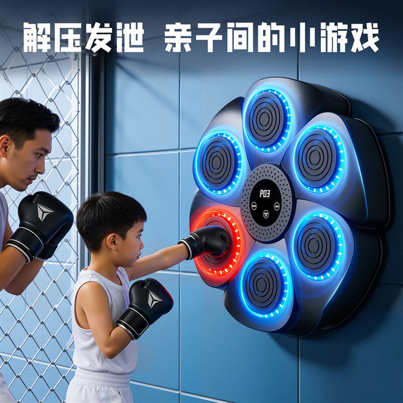 儿童智能拳击机小孩锻炼身体器材沙袋家用打拳训练U器玩具音乐墙
