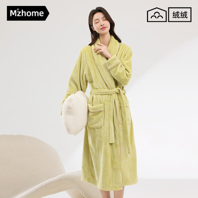 【超柔软】珊瑚绒睡袍q女款秋冬季长款浴袍加厚睡衣男士法兰绒春