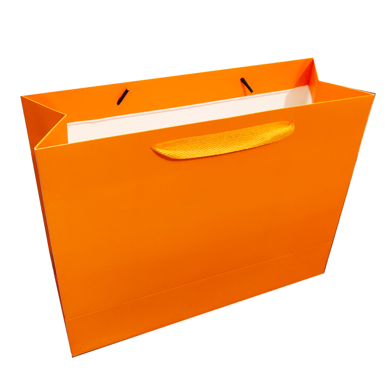 横款大号橘黄色袋 橘色纸袋 桔色手提袋J小号礼品袋 桔黄色服装袋