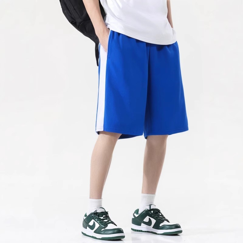 宝蓝色校服裤子一道杠短裤t宽白边男女夏季五分裤初高中小学生校