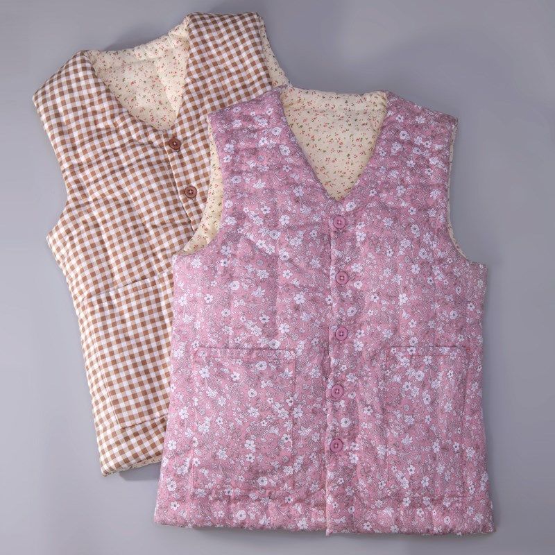 女士纯棉花手工马甲秋冬妈v妈加厚保暖背心坎肩大人内外穿贴身马