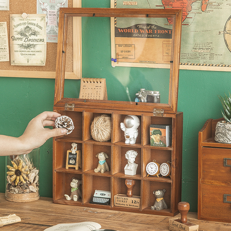 桌面收纳盒复古办公桌杂r物钥匙密林古堡娃娃摆件置物架亚克力防