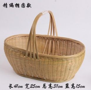 精编竹篮子手提篮 竹编家用买y菜篮水果篮收纳篮竹筐鸡蛋篮杭州篮
