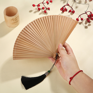 全竹扇子小折扇迷你古风女士折叠H扇舞蹈扇黑红中国风小扇子 日式