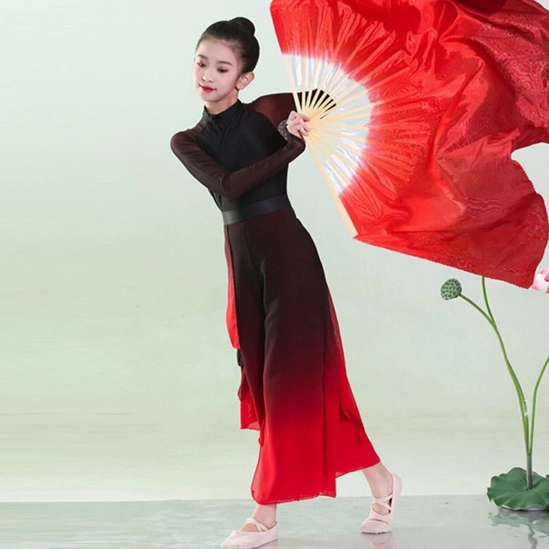 儿童古典舞蹈服女身韵练功服x中国舞民族艺考飘逸溯跃秧歌舞演出