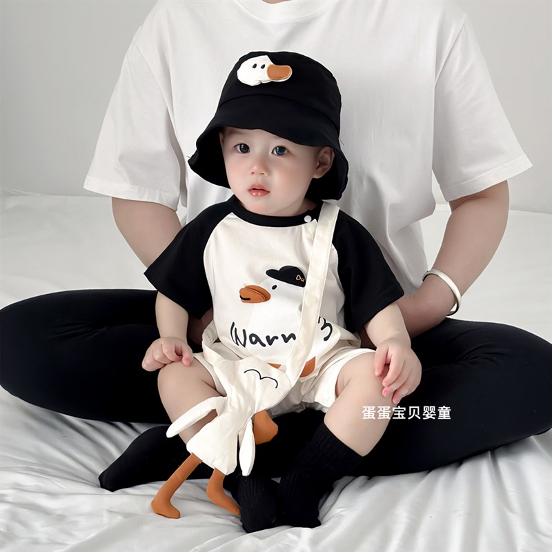婴儿衣服夏天超萌男宝宝连体衣夏季可爱薄款短袖哈衣幼Z儿夏装一