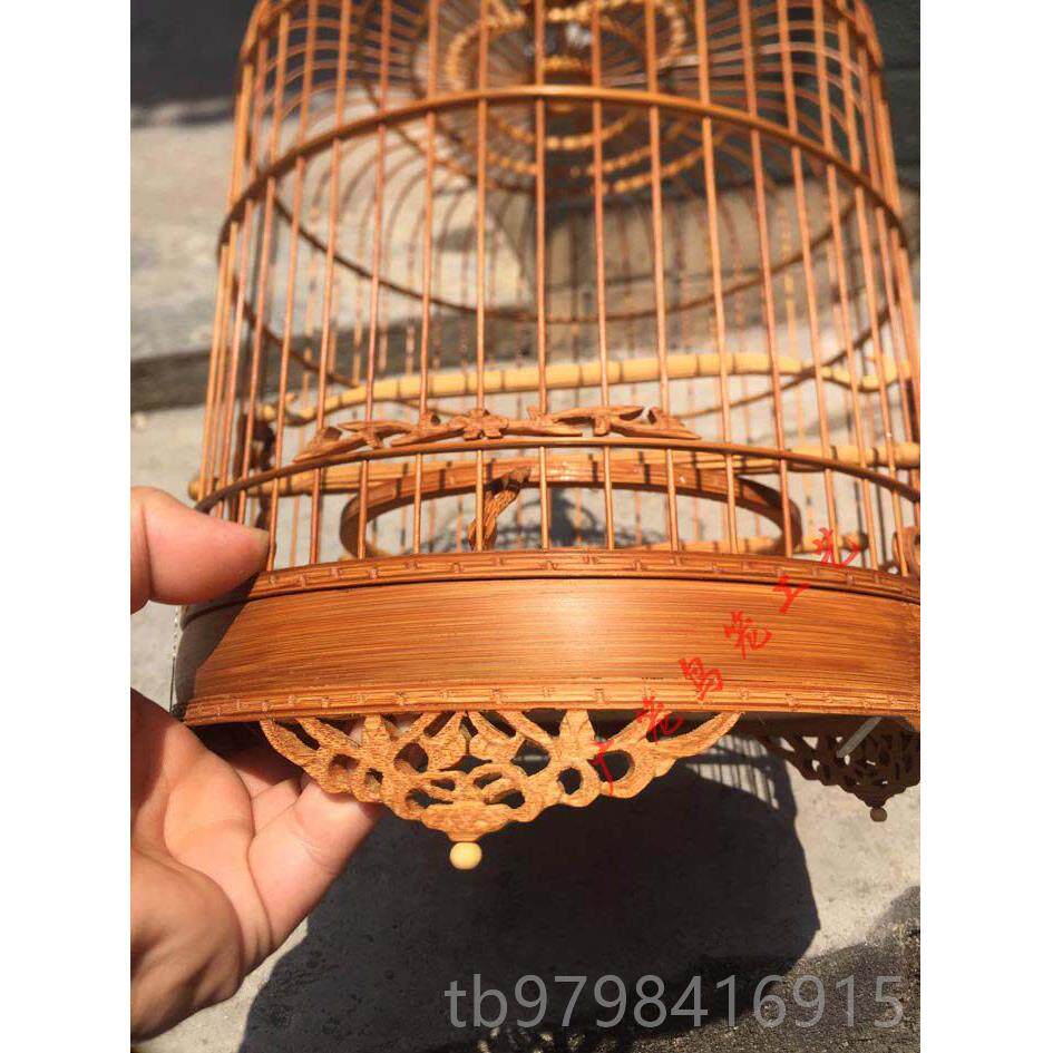 正品绣眼鸟笼竹制小笼子金鸟青全雕老花笼清远笼竹鸟鸟笼波笼广笼