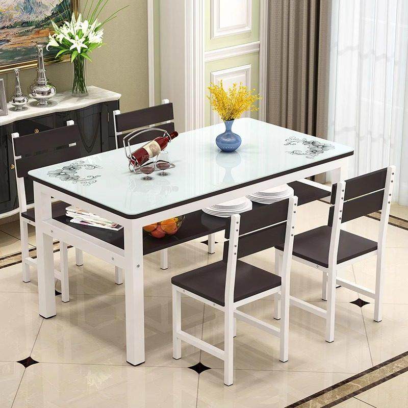 餐桌椅组合小户型家用餐桌4人6人长方形现代简约吃饭桌子玻璃餐桌,住宅家具,玻璃餐桌,淘宝优惠券,粉丝福利购,淘宝优惠卷