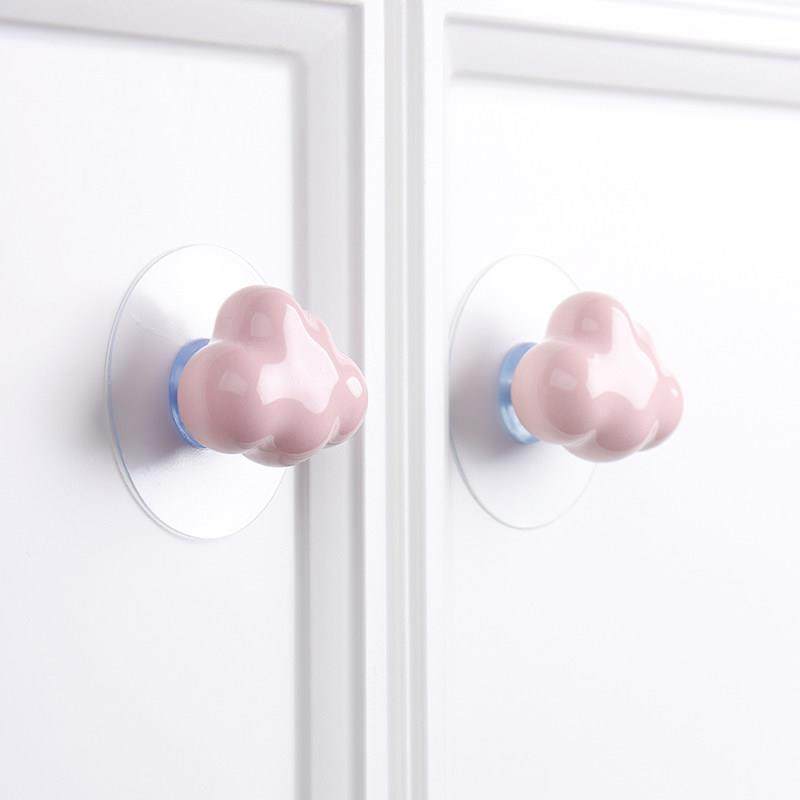 新款云朵免打孔拉手衣柜整体橱柜柜子抽屉玻璃门单孔陶瓷免钉自粘,基础建材,小拉手,淘宝优惠券,粉丝福利购,淘宝优惠卷