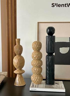 SilentWind中古侘寂风树脂几何艺术摆件组合彷木壁龛拍摄道具雕塑