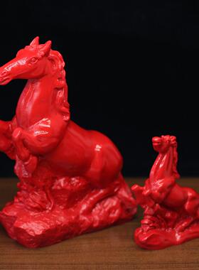 天然朱砂十二生肖马中式摆件马到成功工艺礼品摆饰骏马奔马西北缺