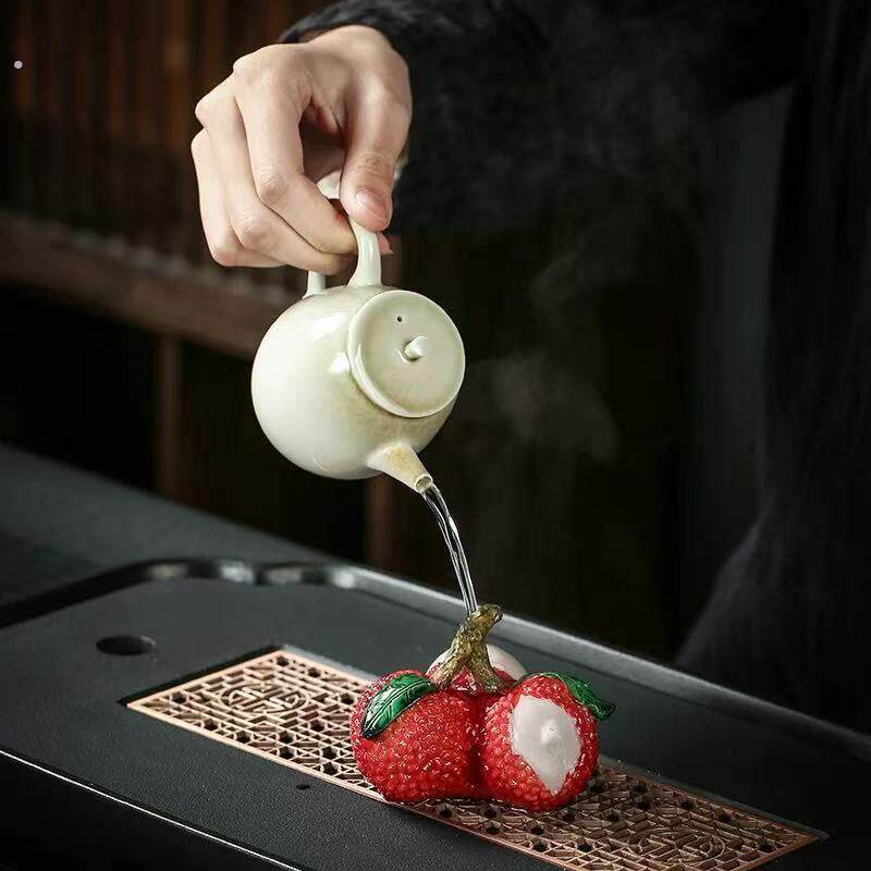 变色茶宠荔枝摆件可茶台茶盘茶具饰品精品茶道配件