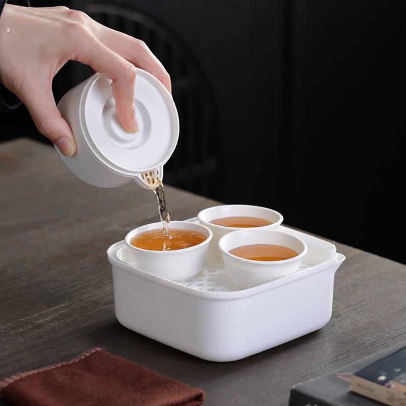 可携式茶具套组塑料迷你茶壶茶杯户外旅行快客杯功夫茶具泡茶旅游