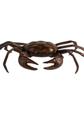 铜螃蟹摆件公母一对办公室好物老板桌茶几玄关装饰品茶宠仿真雕塑