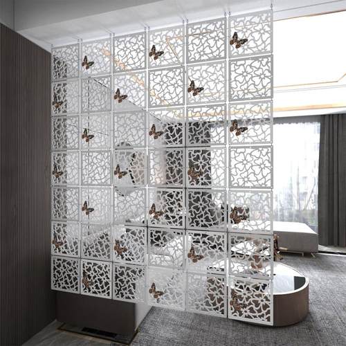 现代简约挂式方形屏风软玄关隔断时尚餐客厅卧室挂帘雕花镂空墙贴