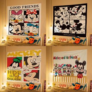 卡通米奇背景布可爱唐老鸭米妮房间装饰挂布儿童房间拍照挂毯墙布
