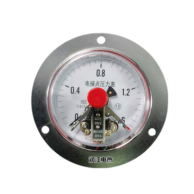 YXC-100ZT磁助式轴向带边电接点压力表0-1.6mpa 真空电接点压力表