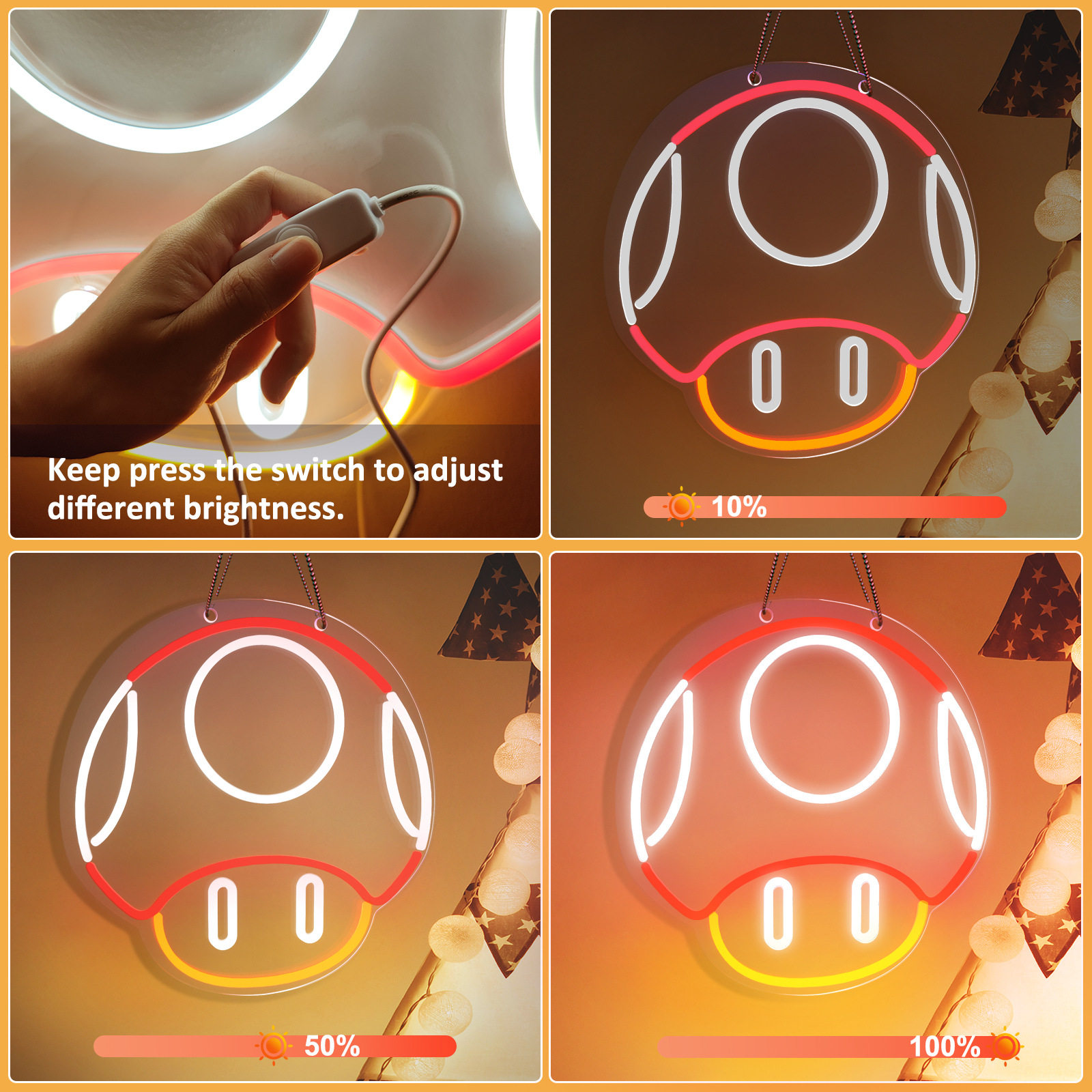 热销可爱彩色发光蘑菇霓虹灯儿童房室内亲子房装饰LED氛围灯,标准件/零部件/工业耗材,其他管件,淘宝优惠券,粉丝福利购,淘宝优惠卷