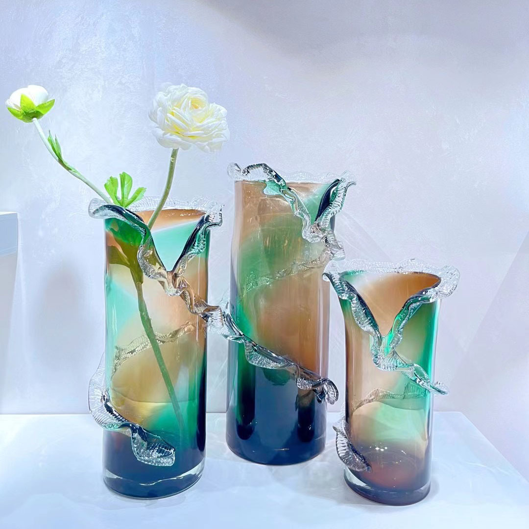 轻奢厚重玻璃花瓶摆件现代客厅玄关餐桌桌面插花花器琉璃瓶软装饰