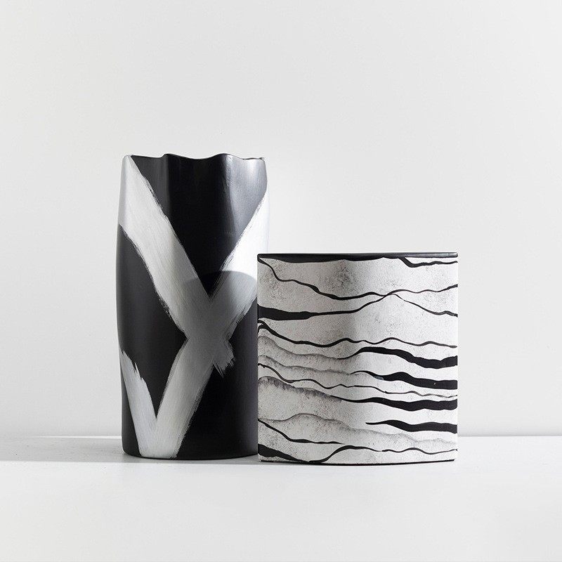 新中式水墨黑白手绘树脂花瓶花器玄关客厅插花样板间餐桌软装摆件,标准件/零部件/工业耗材,其他管件,淘宝优惠券,粉丝福利购,淘宝优惠卷