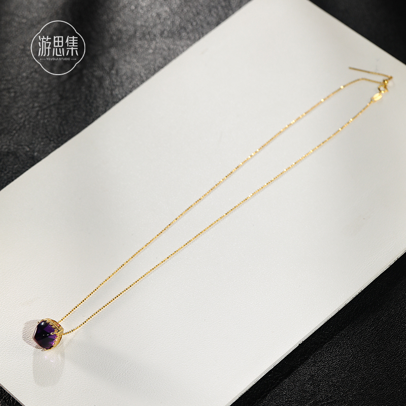 游思集天然高阶紫水晶项链女正品高级感上岸水晶吊坠高净体锁骨链