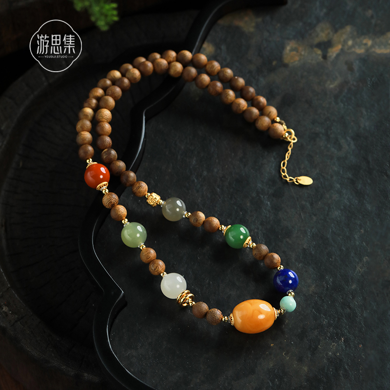游思集 【壁上观·笙箫项链】多宝复古七彩多宝长款颈链女款设计