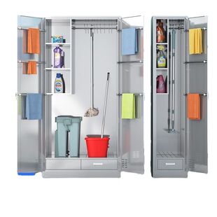 304不锈钢清洁柜拖把扫把保洁工具储物柜学校公司双门储物