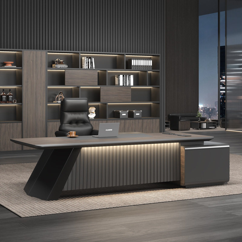 烤漆老板桌办公桌简约现代高档经理办公室主管总裁大班台桌椅组合