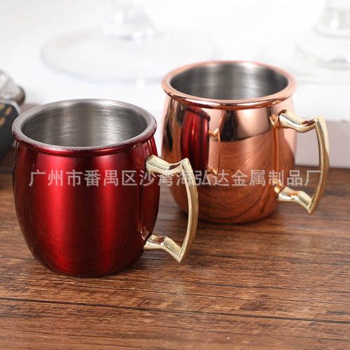 60ML不锈钢迷你酒杯 不锈钢一口杯  不锈钢镀铜杯 莫斯科螺子杯