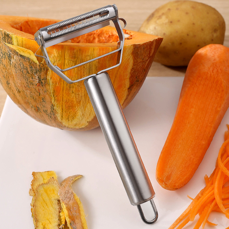 【工厂直销】不锈钢削皮刀蔬果削皮刨丝刀刮丝器多用双面家用刨刀