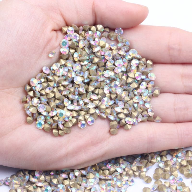 尖底钻水晶玻璃材质ss2-ss38 1.1-8.2mm混色白色白AB饰品贴钻配件