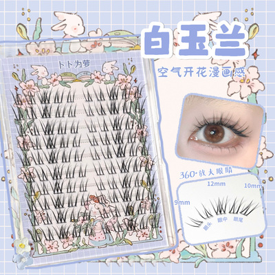 空气开花漫画睫「白玉兰」假睫毛自然浓密款亚裔单眼皮cos bb08